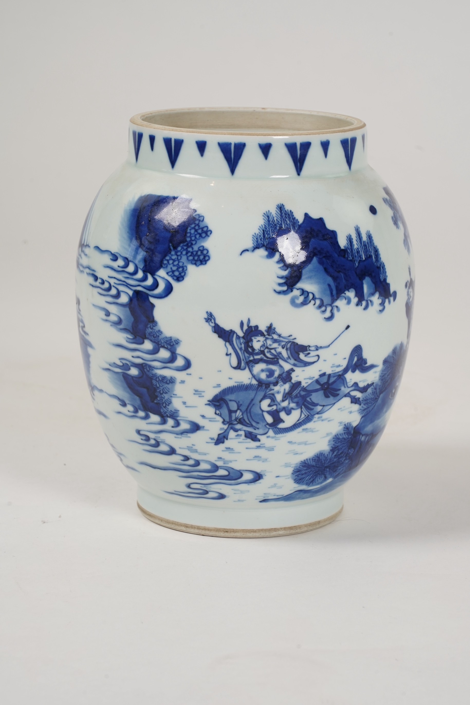 A Chinese blue and white lantern shaped vase, probably Chongzhen period